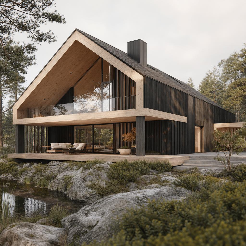 Træbaseret bolig i CLT og ThermoWood med tydelig materialitet