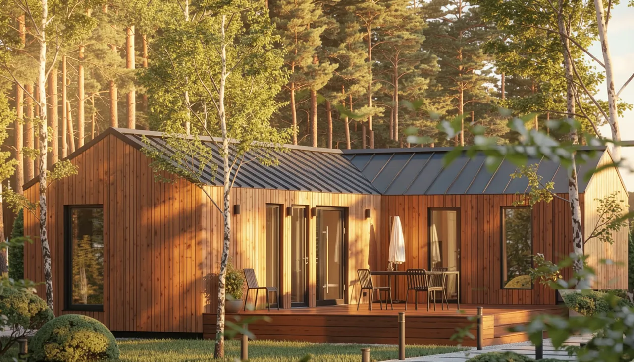Signature 64 med træfacade og terrasse