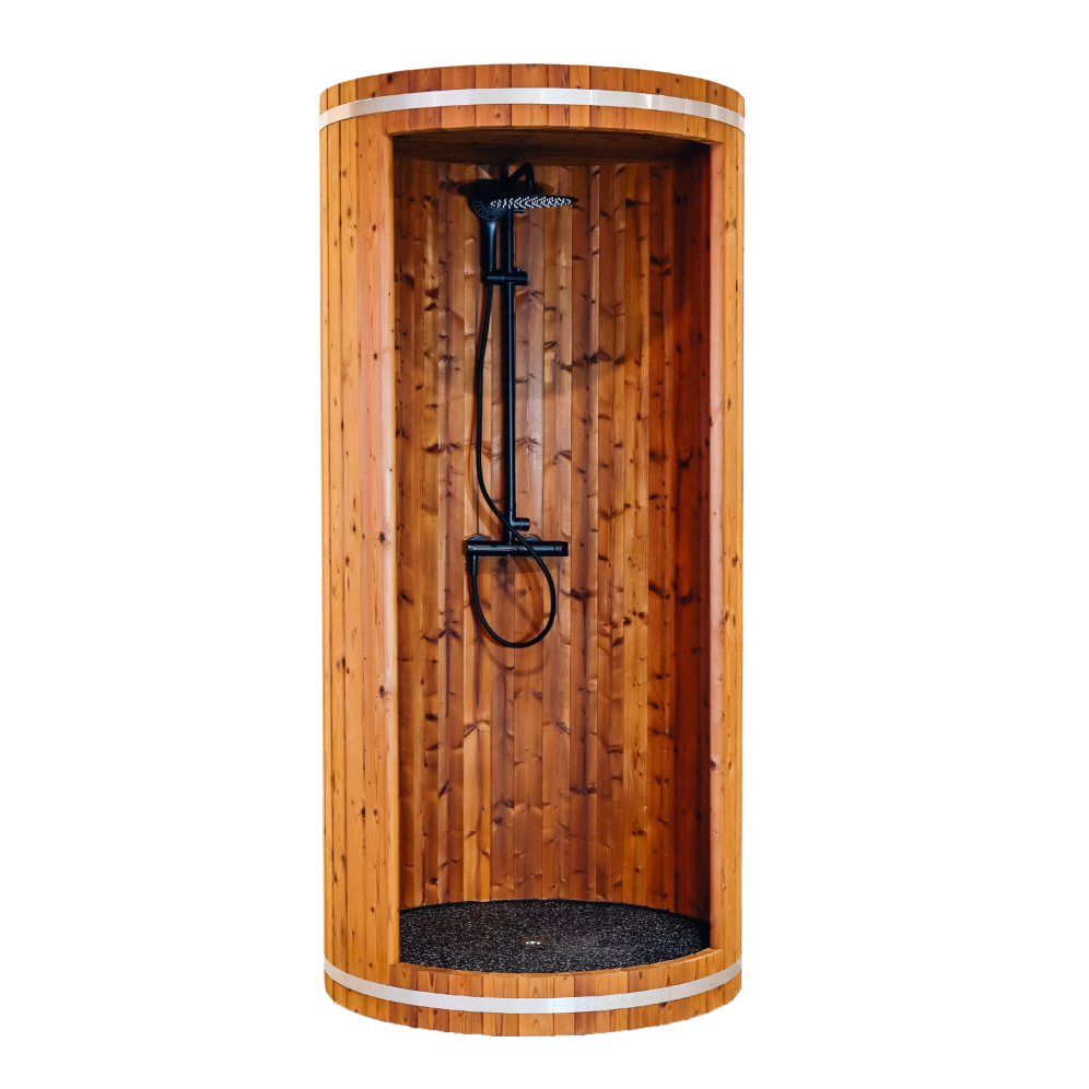 Udendørs brusekabine i Thermowood